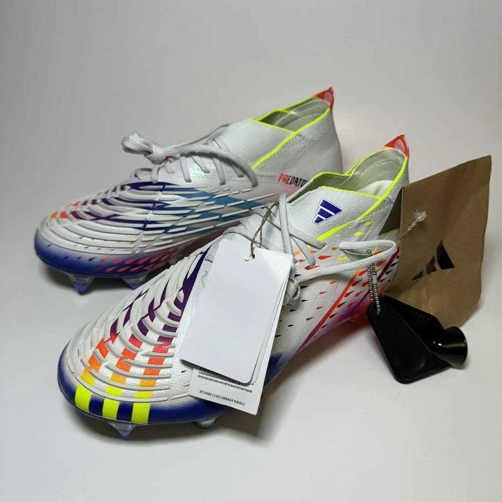 Adidas Predator Edge.1 SG White Blue Soccer Cleats Men's 5.5 Women's 6.5